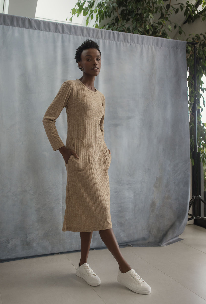 Long Knitted Dress | Stone Cable Cosy Chic Long Knitted Dress | Stone Cable Cosy Chic